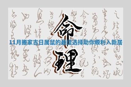 11月搬家吉日属鼠的最佳选择助你顺利入新居