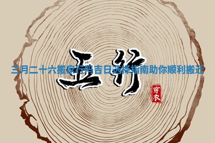 三月二十六搬家行吗吉日选择指南助你顺利搬迁 三月二十六搬家行吗吉日选择指南助你顺利搬迁