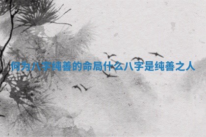 何为八字纯善的命局 什么八字是纯善之人