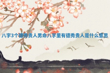 八字3个德秀贵人男命_八字里有德秀贵人是什么意思