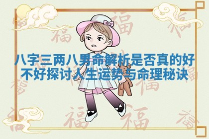八字三两八男命解析是否真的好不好探讨人生运势与命理秘诀