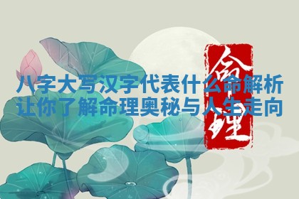 八字大写汉字代表什么命解析让你了解命理奥秘与人生走向
