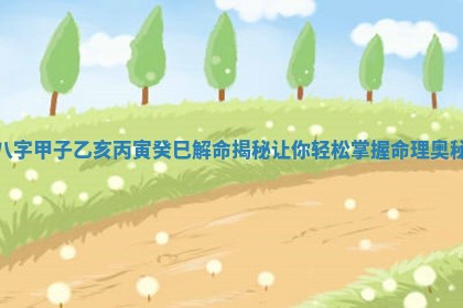 八字甲子乙亥丙寅癸巳解命揭秘让你轻松掌握命理奥秘