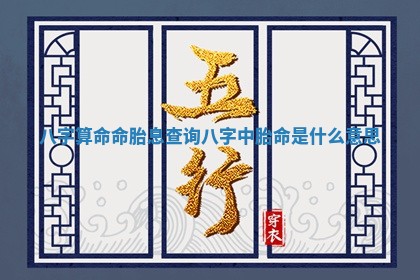 八字算命命胎息查询 八字中胎命是什么意思
