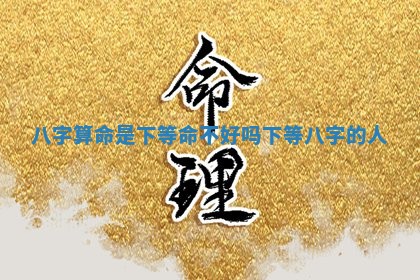 八字算命是下等命不好吗_下等八字的人