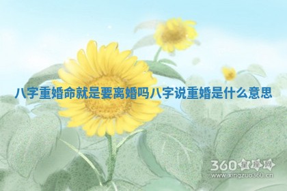 八字重婚命就是要离婚吗_八字说重婚是什么意思