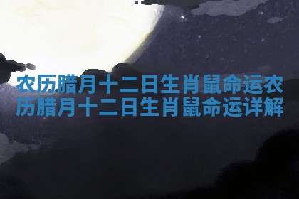 农历腊月十二日生肖鼠命运_农历腊月十二日生肖鼠命运详解