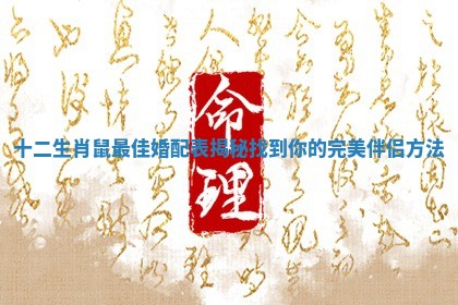 十二生肖鼠最佳婚配表揭秘找到你的完美伴侣方法