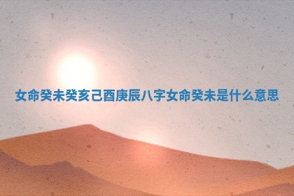 女命癸未癸亥己酉庚辰八字_女命癸未是什么意思