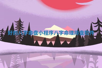 好的八字命盘小程序 八字命理排盘软件