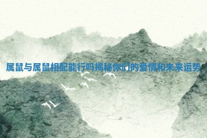 属鼠与属鼠相配能行吗揭秘你们的爱情和未来运势