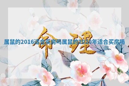 属鼠的2016适合买房吗 属鼠的2020年适合买房吗 属鼠的2016适合买房吗 属鼠的2020年适合买房吗