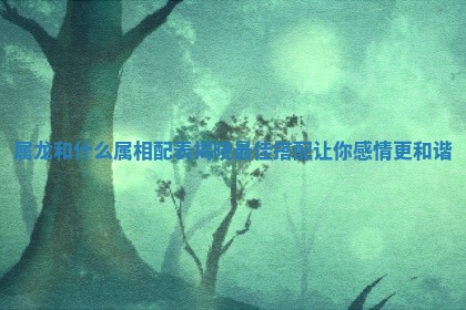 属龙和什么属相配表揭晓最佳搭配让你感情更和谐