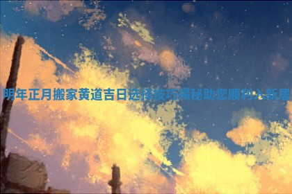 明年正月搬家黄道吉日选择技巧揭秘助您顺利入新居