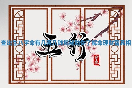 查出生八字命有几两几钱揭秘助你了解命理财富真相