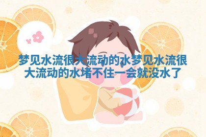 梦见水流很大流动的水 梦见水流很大流动的水堵不住一会就没水了