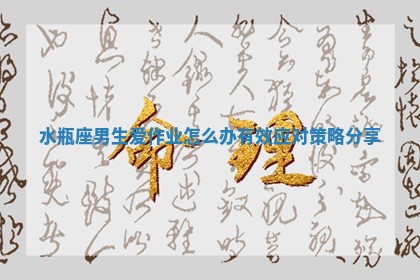 水瓶座男生爱作业怎么办有效应对策略分享 水瓶座男生爱作业怎么办有效应对策略分享