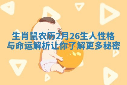 生肖鼠农历2月26生人性格与命运解析让你了解更多秘密