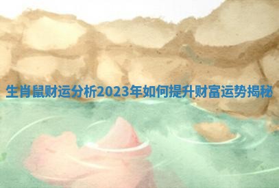 生肖鼠财运分析2023年如何提升财富运势揭秘