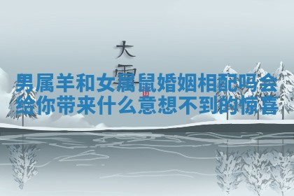 男属羊和女属鼠婚姻相配吗会给你带来什么意想不到的惊喜