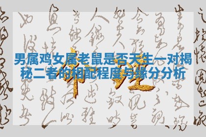 男属鸡女属老鼠是否天生一对揭秘二者的相配程度与缘分分析 男属鸡女属老鼠是否天生一对揭秘二者的相配程度与缘分分析