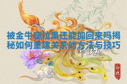 被金牛座拉黑还能加回来吗揭秘如何重建关系的方法与技巧
